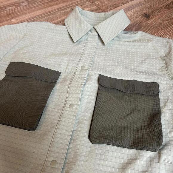 Lululemon Women’s Grid Fleece Hiking Overshirt In Laurel Green Medium Olive 2 - Picture 3 of 9